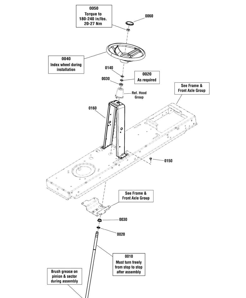 Steering Group Diagram and Parts List for 2690912  Briggs and Stratton Lawn Tractor
